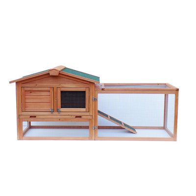 61" Waterproof Two-tier Wooden Rabbit Hutch Cage Chicken Coop House