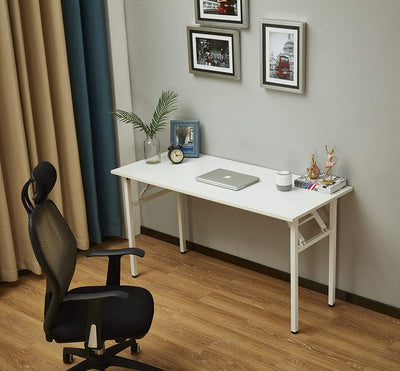 AUXLEY 47“ White Folding Computer Desk with white Leg