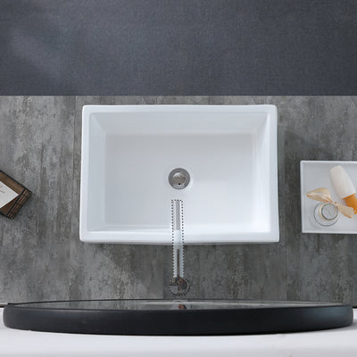 Bathroom Above Counter Rectangle Ceramic Vessel Vanity Sink Art Basin