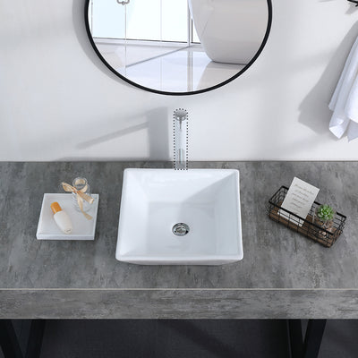 Bathroom Above Counter Square Ceramic Vessel Vanity Sink Art Basin