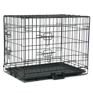 24" Pet Kennel Cat Dog Folding Steel Crate Animal Playpen