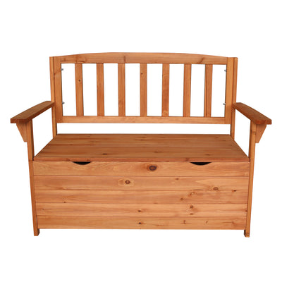 Orange Red Fir Wood Courtyard Armchair Storage Box