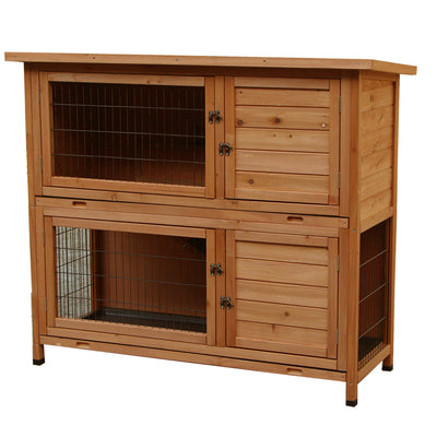 48" 2 Tiers Waterproof  Coop Rabbit Hutch Wood House Pet Cage