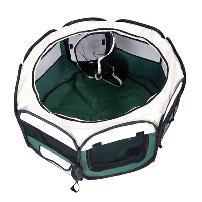 36" Portable Foldable 600D Oxford Cloth & Mesh Pet Playpen Fence with Eight Panels Green