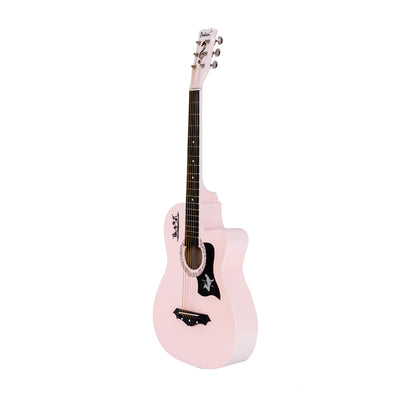 Pink Basswood Guitar with LCD Tuner