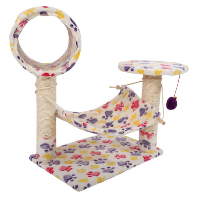M47 23" Stable Cute Sisal Cat Climb Holder Cat Tower White Footprints