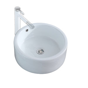 Bathroom Above Counter Round Style Ceramic Vessel Vanity Sink Art Basin