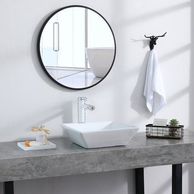 Bathroom Above Counter Square Ceramic Vessel Vanity Sink Art Basin
