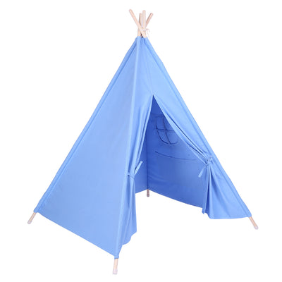 Indian Tent Children Teepee Tent Baby Indoor Dollhouse with Small Coloured Flags roller shade and pocket Blue