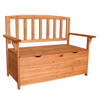 Orange Red Fir Wood Courtyard Armchair Storage Box
