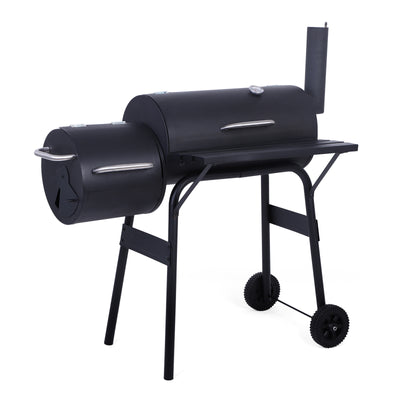 Charcoal Grill Barbecue Grill with Offset Smoker/Wheels/Temperature Gauge for Patio Picnic Outdoor Camping Cooking