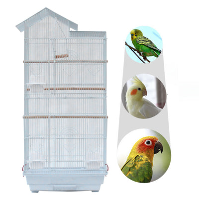 39" Bird Parrot Cage Canary Parakeet Cockatiel LoveBird Finch Bird Cage with Wood Perches & Food Cups