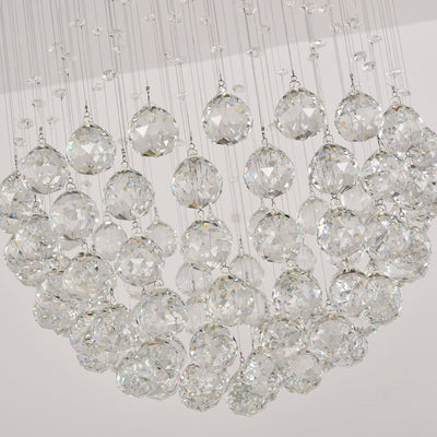 Single Ball Shape K9 Crystal Chandelier, Modern 6-Light Lamp for Bedroom, Living Room, Dining Room