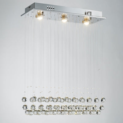 SEFINN FOUR K9 Crystal Chandelier, Flush Mount Pendant Lighting, Modern LED Chandelier Light Fixture 3 Lights