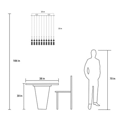 SEFINN FOUR K9 Crystal Chandelier, Flush Mount Pendant Lighting, Modern LED Chandelier Light Fixture 3 Lights