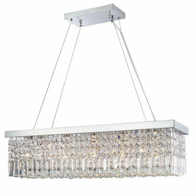 SEFINN FOUR Modern Crystal Chandeliers Luxury Style Rectangle Shape Light, Hanging Ceiling, Dining Room/Living Room/Party，Easy Assembly.