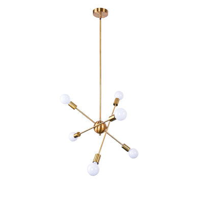 SEFINN FOUR Sputnik Chandelier, Satellite Style Lights, Modern Farmhouse Brushed Brass Chandelier, Flush Mount Fixture