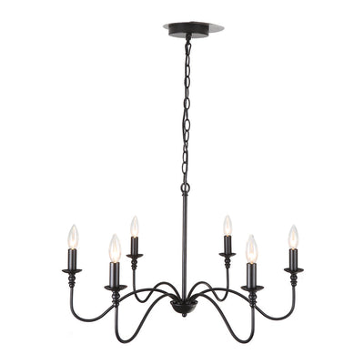 SEFINN FOUR 6-Light Classic Candle Style Farmhouse Chandelier Ceiling Pendant Black Iron Chandeliers for Dining Room Living Room Kitchen Bedroom
