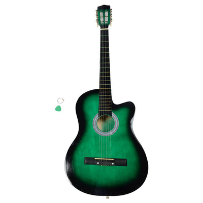 Green 38 Inch Cutaway Acoustic Guitars with Guitar Plectrum