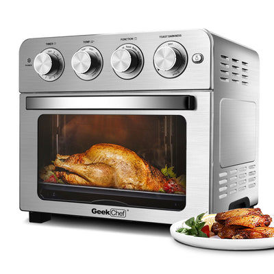 Geek Chef Air Fryer Toaster Oven, 6 Slice 24QT Convection Airfryer Countertop Oven, Roas, Broil, Reheat, Fry Oil-Free, Stainless Steel, Silver, 1700W.Prohibited to be listed on Amazon