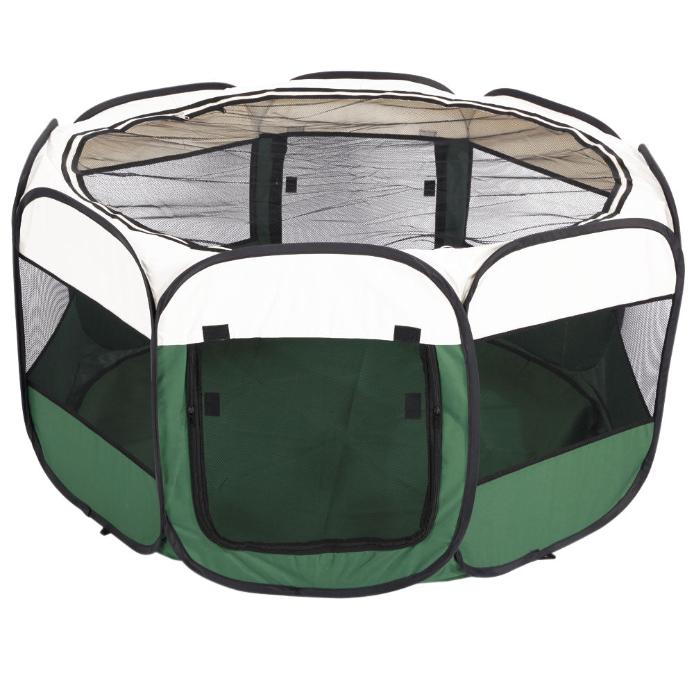 45" Portable Foldable 600D Oxford Cloth & Mesh Pet Playpen Fence with Eight Panels Green