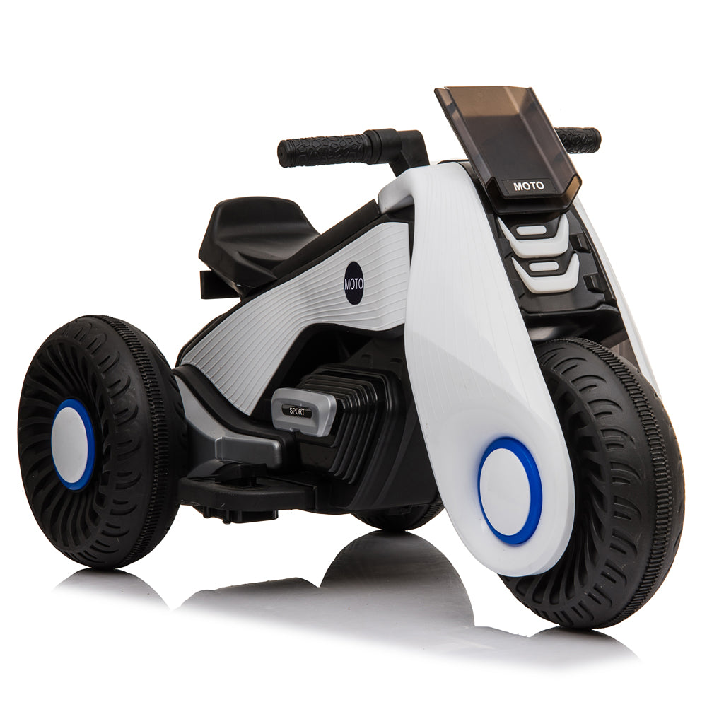 Children's Electric Motorcycle 3 Wheels Double Drive White