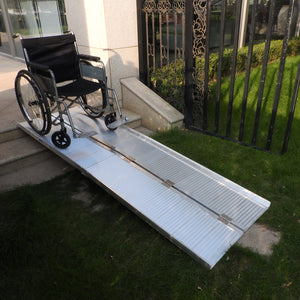 8 Ft Home Corridor Aluminum Alloy Folding Ramp Silver