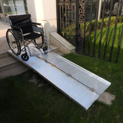 8 Ft Home Corridor Aluminum Alloy Folding Ramp Silver