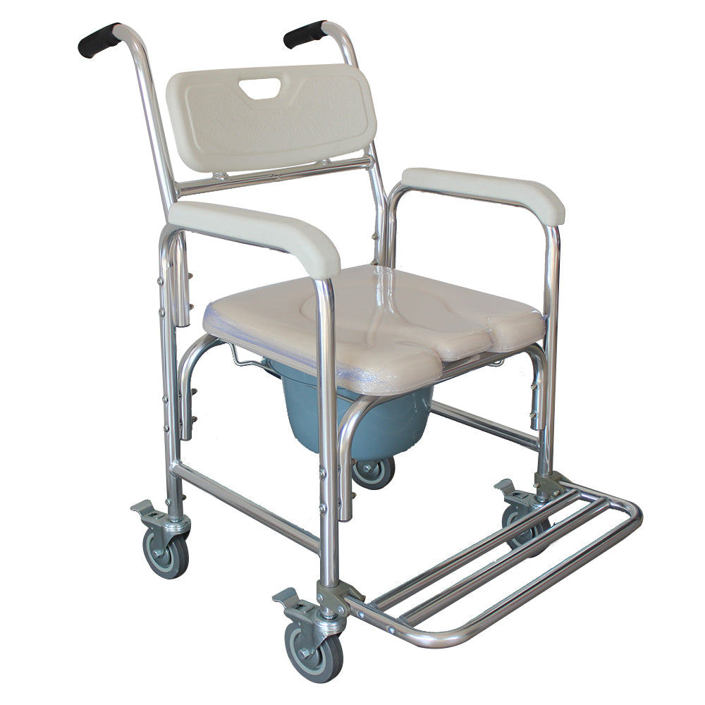 Multifunction Heavy Duty Memory Foam Cushion Commode Chair Adult Bathroom Toilet Seat White & Beige Cushion