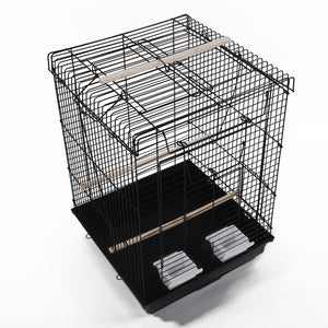 23" Bird Cage Pet Supplies Metal Cage with Open Play Top Black