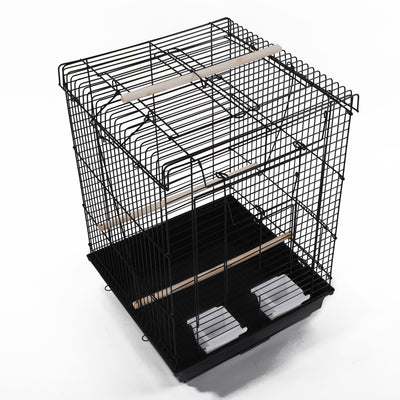 23" Bird Cage Pet Supplies Metal Cage with Open Play Top Black