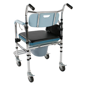 4 in 1 Multifunctional Aluminum Elder People Disabled People Pregnant Women Commode Chair Bath Chair Light Blue