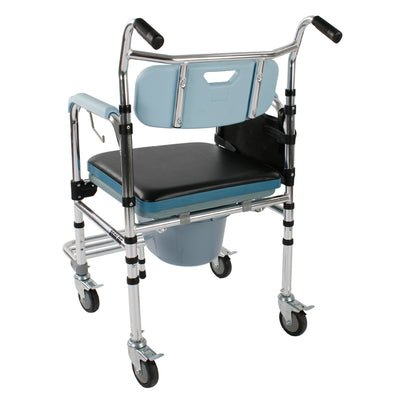 4 in 1 Multifunctional Aluminum Elder People Disabled People Pregnant Women Commode Chair Bath Chair Light Blue