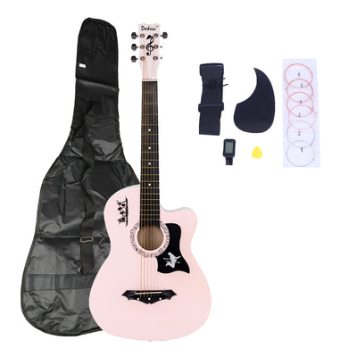 Pink Basswood Guitar with LCD Tuner