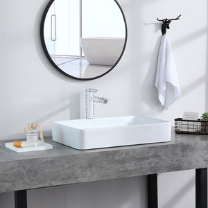 Bathroom Above Counter Rectangular Ceramic Vessel Vanity Sink Art Basin