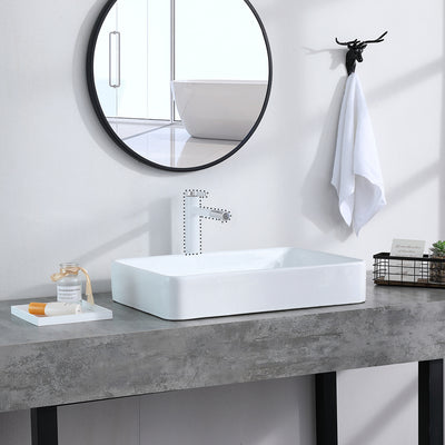 Bathroom Above Counter Rectangular Ceramic Vessel Vanity Sink Art Basin