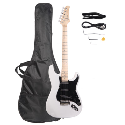 White GST Stylish Electric Guitar Kit with Black Pickguard