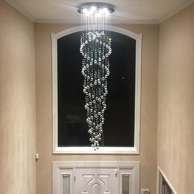 SEFINN FOUR High Ceiling Chandelier Crystal Lighting Fixture Raindrop Chandelier for Entryway, Foyer, Stairs